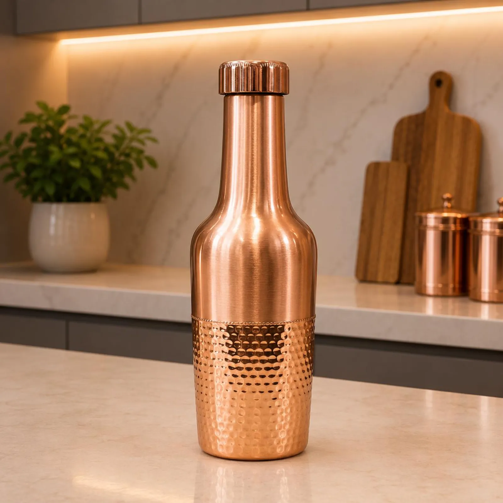 Handmade Pure Copper Water Bottle for Daily Hydration, Wellness Gift — photo 1