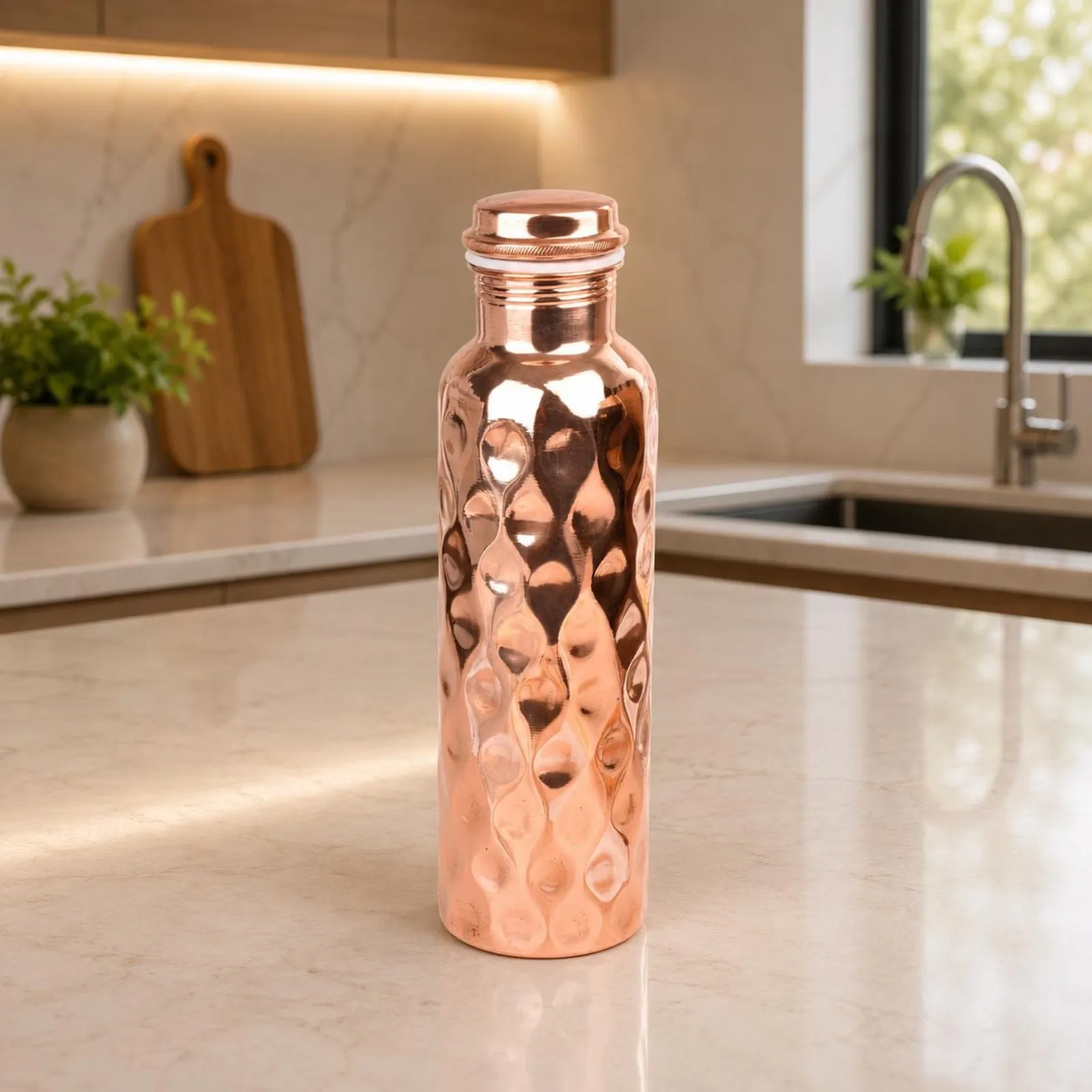 Pure Copper Hammered Water Bottle | Ayurvedic Wellness Flask