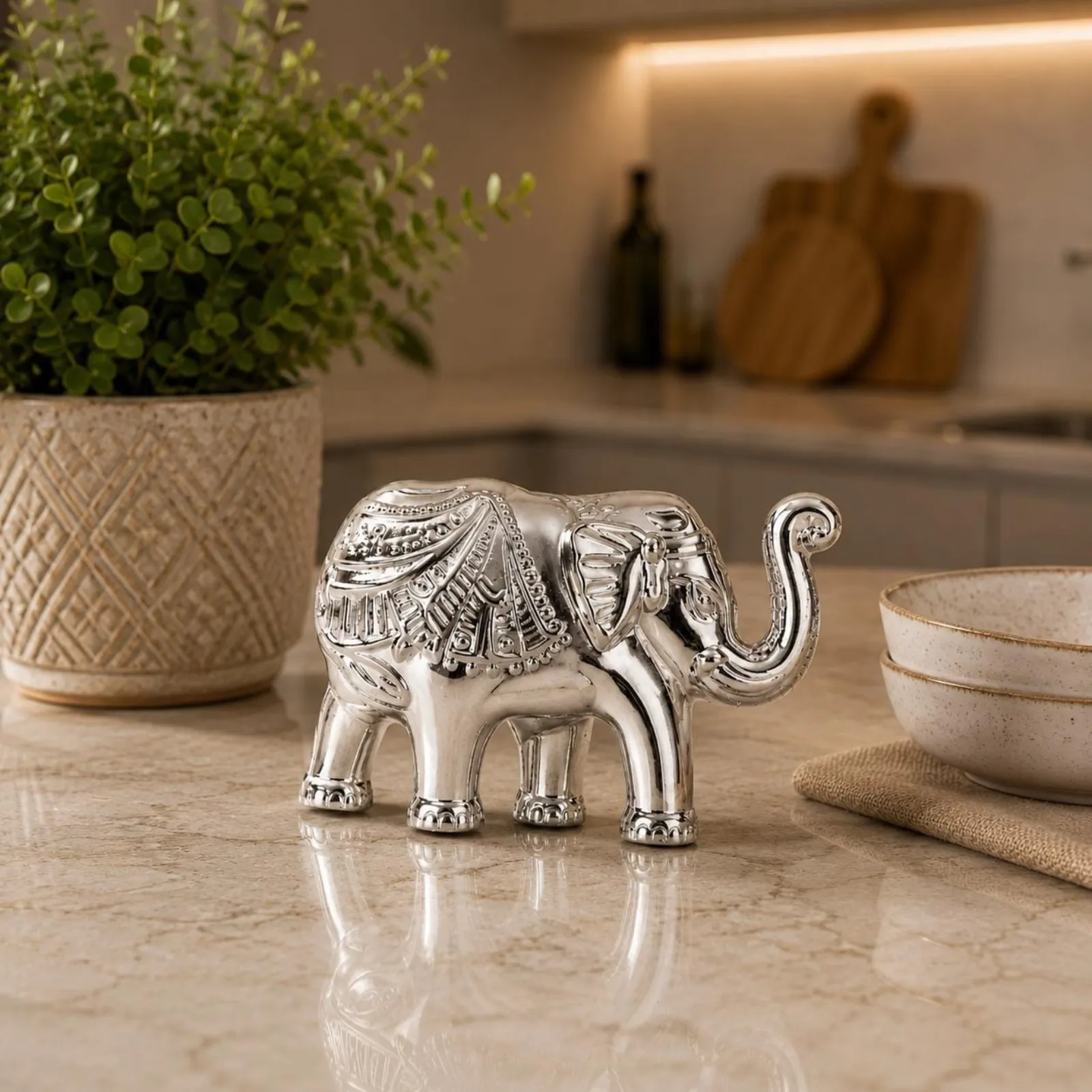 Handcrafted German Silver Elephant Figurine | Decorative Home Decor | Lucky Elephant Gift