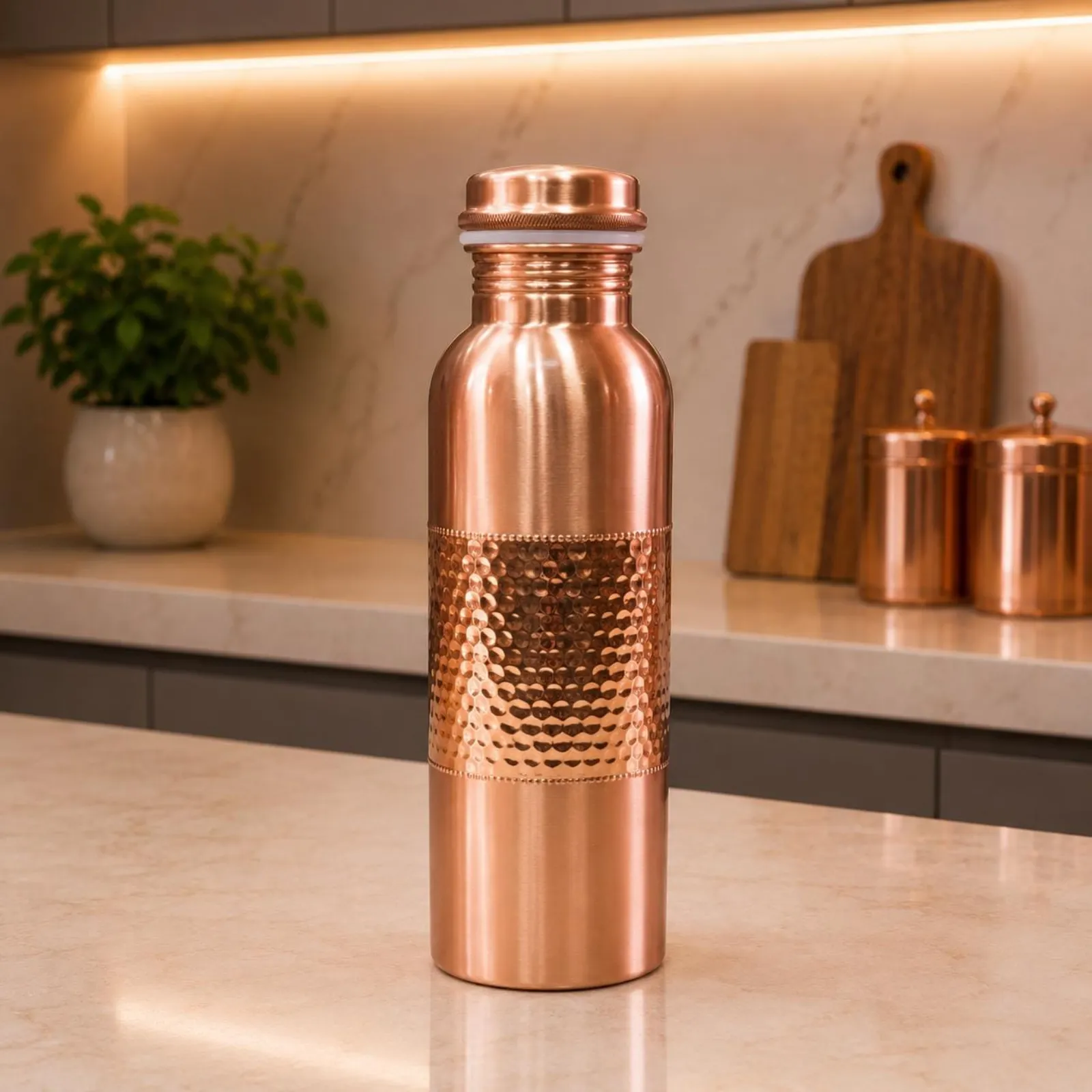 Handmade Pure Copper Water Bottle for Daily Hydration, Wellness Gift — photo 1