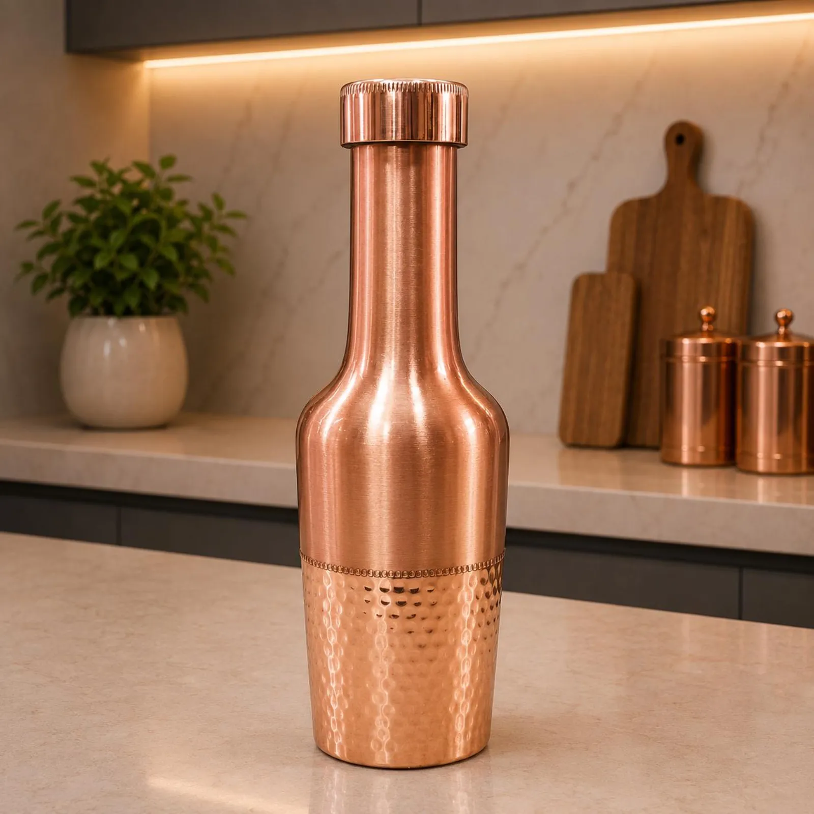 Handmade Pure Copper Water Bottle for Daily Hydration, Wellness Gift — photo 1