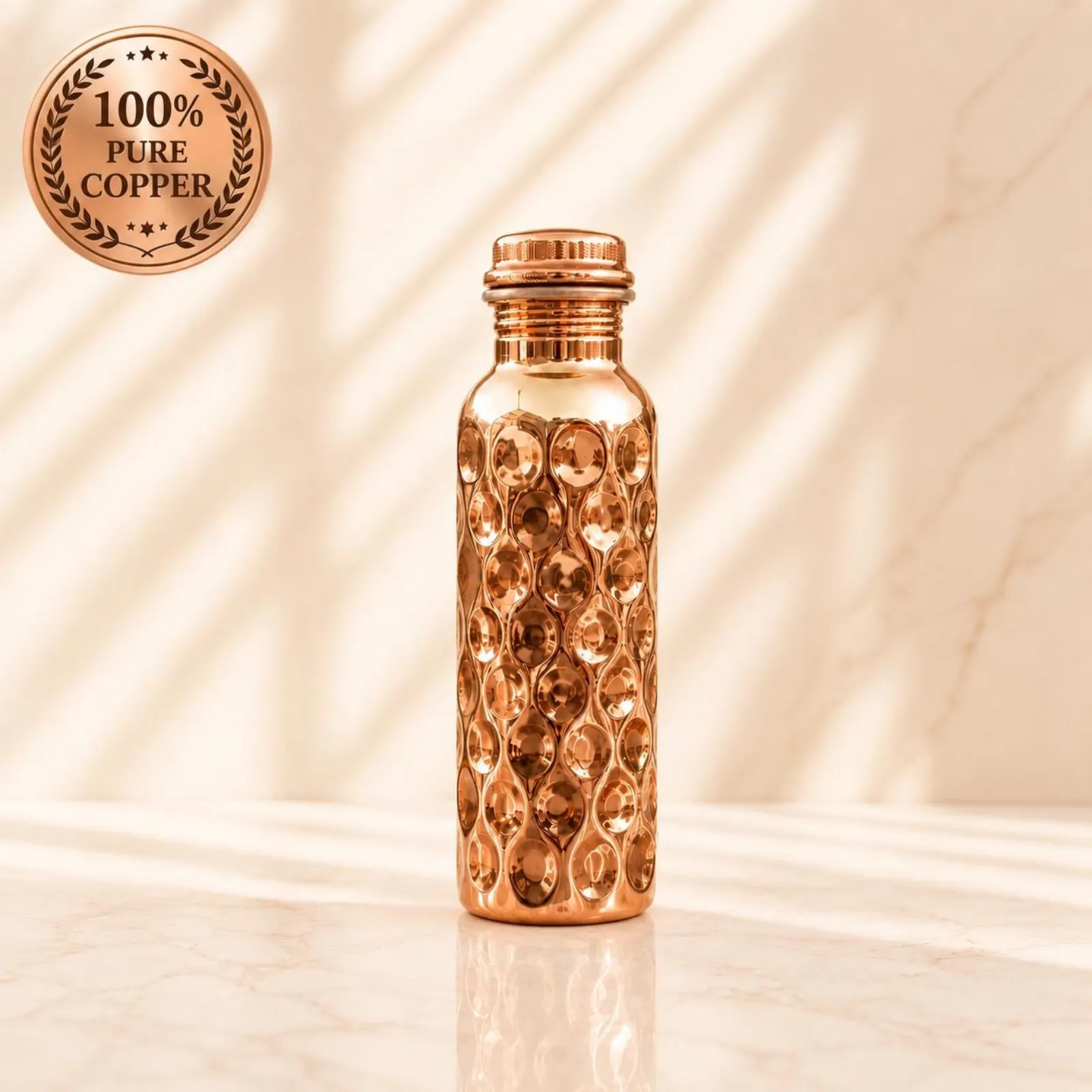Pure Copper Hammered Bottle, Reusable Copper Drinkware, Gift For Her — photo 1