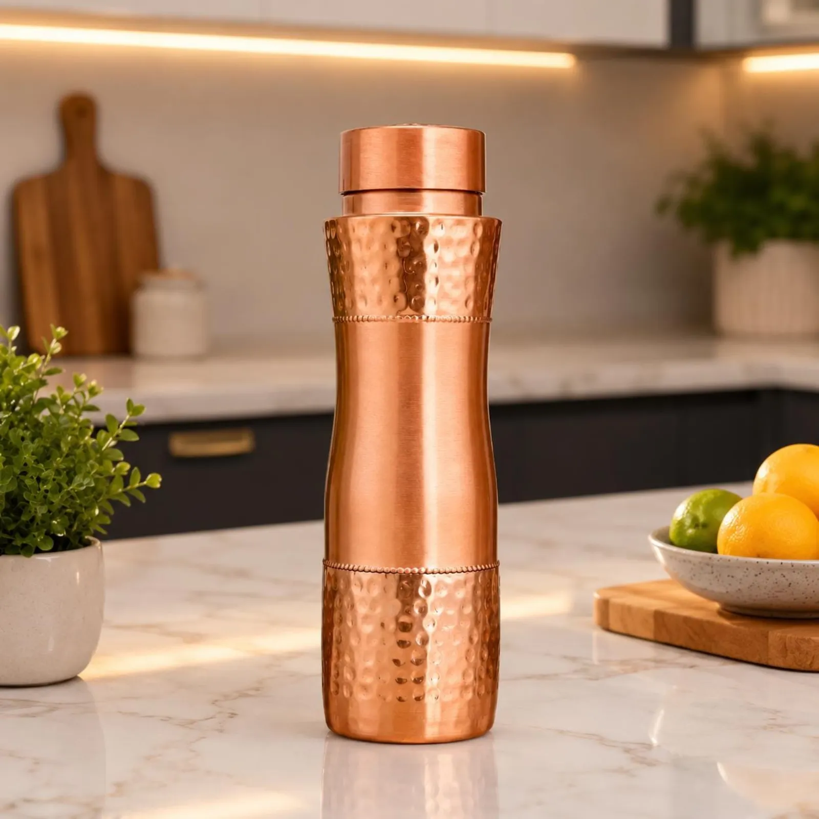 Pure Copper Hammered Water Bottle | Artisan Drinkware | Leakproof Lid | Gift For Her — photo 1